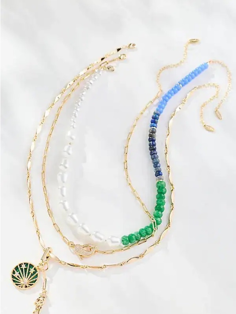 Anthropologie Shades of Sea Layered necklace trio set